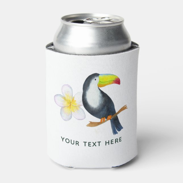 Tropical Watercolor Summer Party Can Cooler (Can Front)
