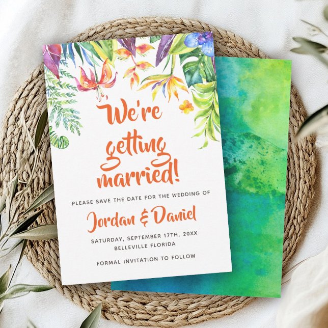 Tropical Watercolor Summer Wedding Save the Date (Creator Uploaded)