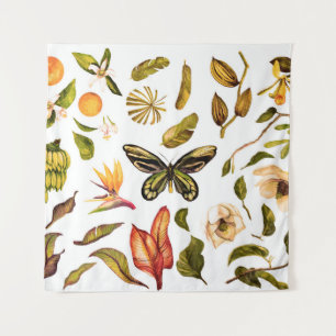 Tropical Watercolor Vintage set with isolated obje Tapestry