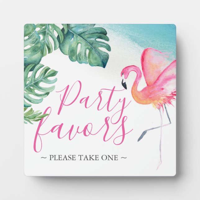 Tropical Watercolor Wedding Favours Sign Plaque (Front)