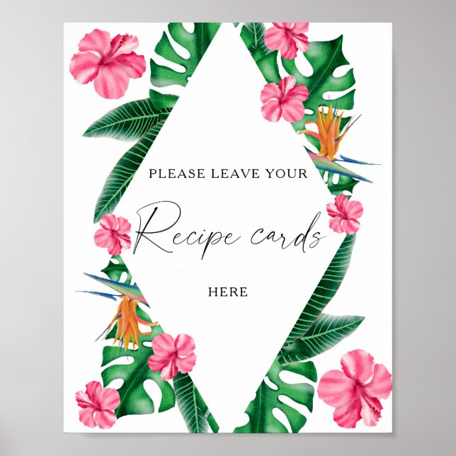 Tropical watercolor - Your recipe card here Poster (Front)