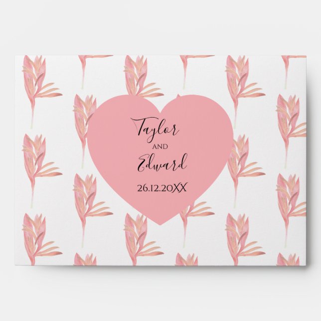 Tropical watercolour exotic botanical foliage envelope (Front)
