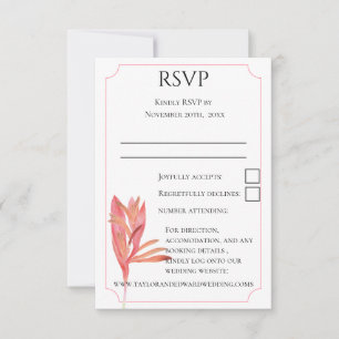 Tropical watercolour exotic botanical foliage RSVP card