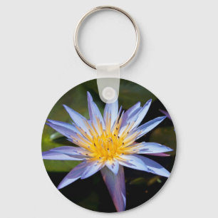 Tropical Waterlily Floral Botanical Design Key Ring