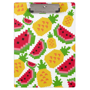 Tropical Watermelon and Pineapple Pixel Pattern Clipboard