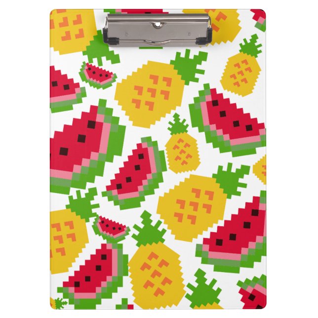 Tropical Watermelon and Pineapple Pixel Pattern Clipboard (Front)