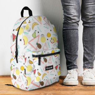Tropical Watermelon Banana Pineapple White Stylish Printed Backpack
