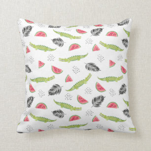Tropical Watermelon & Crocodile Pattern Cushion