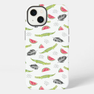 Tropical Watermelon & Crocodile Pattern iPhone 13 Case