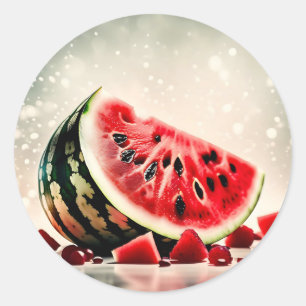 Tropical Watermelon Fruit Slice Classic Round Sticker
