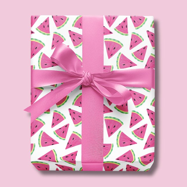 Tropical Watermelon Pattern Wrapping Paper (Colorful pink watermelon wrapping paper rolls perfect for girls birthdays and baby showers.)