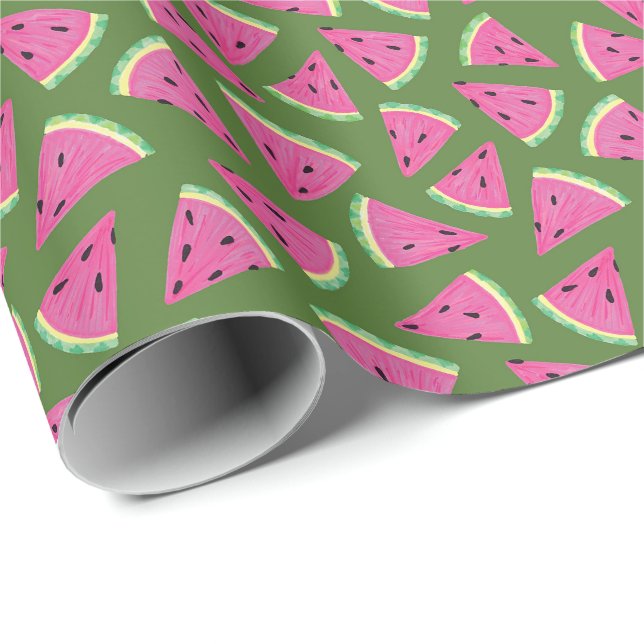 Tropical watermelon summer pattern wrapping paper (Roll Corner)