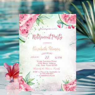 Tropical Watermelon Summer Retirement  Invitation