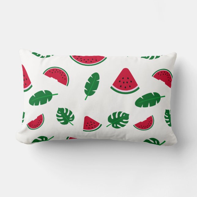 Tropical Watermelon Summer Seamless Pattern Lumbar Cushion (Front)