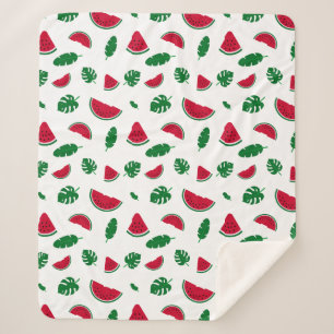 Tropical Watermelon Summer Seamless Pattern Sherpa Blanket