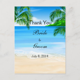 Tropical Waters Beach Wedding Thank You Postcard