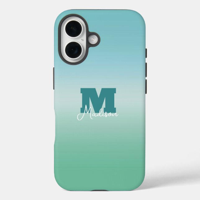 Tropical Waters Gradient Monogram Name  Case-Mate iPhone Case (Back)