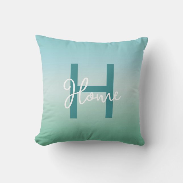 Tropical Waters Gradient Monogram Name  Cushion (Front)