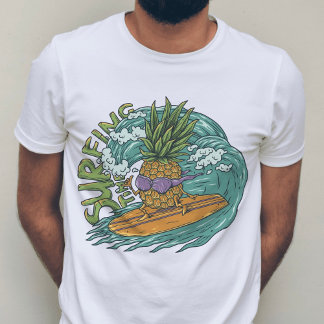 Tropical Wave Pineapple Surf Surfing Beach Summer T-Shirt