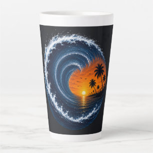 Tropical Wave Sunset Surf Logo Shirt   Ocean Vorte Latte Mug