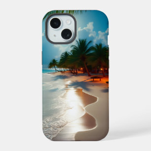Tropical Waves Blue cloudy sky beach iPhone 15 Case