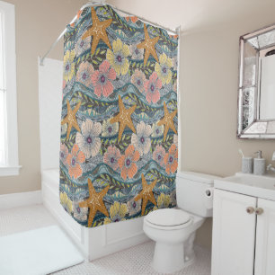 tropical waves earth shower curtain