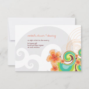 Tropical Waves Hibiscus Beach Wedding Reception Invitation