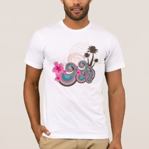 Tropical Waves Hot Pink Hibiscus Beach Palm Trees T-Shirt
