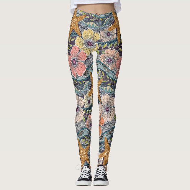 tropical waves mulberry leggings (Front)