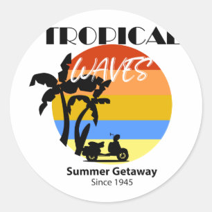 Tropical Waves Summer Beach Getaway Sticker