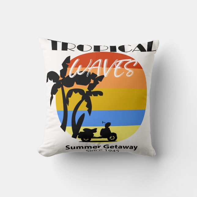Tropical Waves Summer Beach Getaway Throw Pllow Cushion (Front)