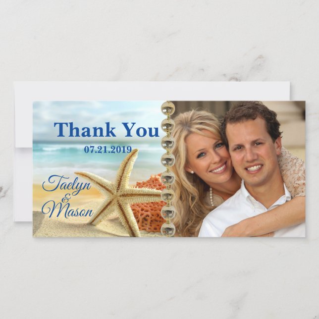 Tropical Wedding Beach Scene Photo Card (Front)