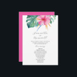 Tropical Wedding Ceremony Programs Pink Flowers Programme<br><div class="desc">These tropical wedding ceremony programs feature a vibrant pink hibiscus flower with monstera palm leaves. Use the template fields to add your order of service. The 5x7 card reverses to a matching fuchsia pink colour. A botanical choice for garden and destination weddings. To see more unique designs like this visit...</div>