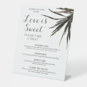 Tropical Wedding Dessert Menu Pedestal Sign