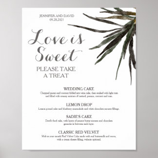 Tropical Wedding Dessert Menu Sign Poster Paper