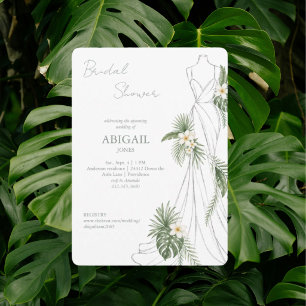 Tropical Wedding Dress Elegant Bridal Shower Invitation