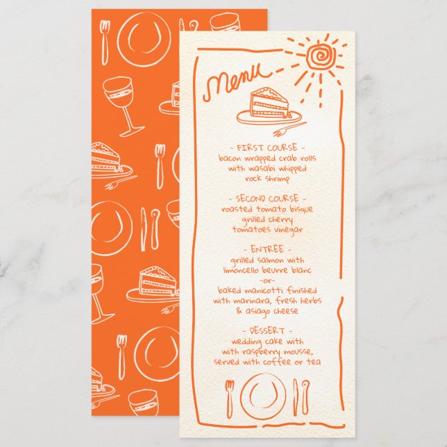 Tropical Wedding Funky Wedding Menu (Front/Back)
