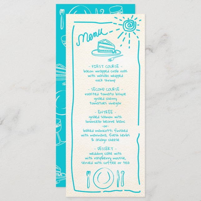 Tropical Wedding Funky Wedding Menu (Front/Back)