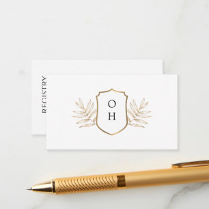 Tropical Wedding Gift Registry   Gold Monogram Enclosure Card