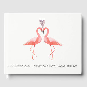 Tropical Wedding Guest book   watercolor flamingos