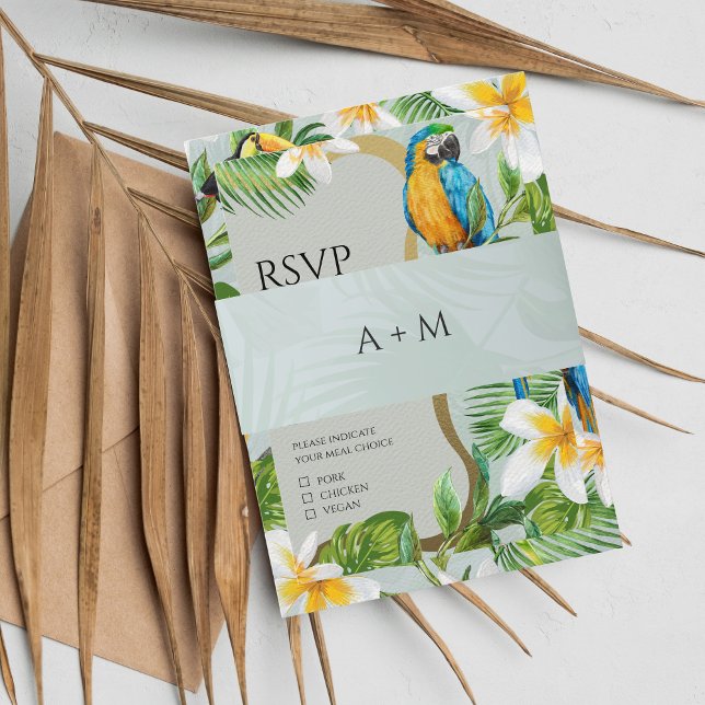 Tropical Wedding Hawaii Luau Beach Monogram Invitation Belly Band (Creator Uploaded)