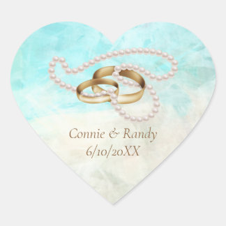 Tropical Wedding Heart Stickers