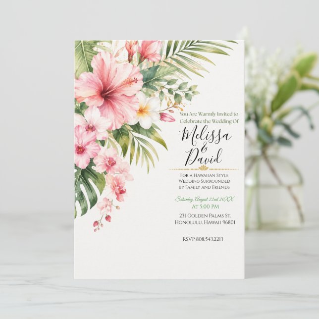 Tropical Wedding Invitation (Standing Front)