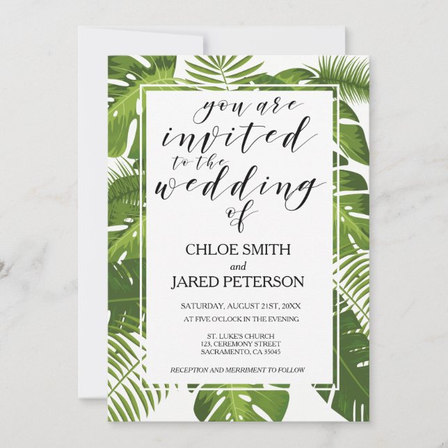 Tropical Wedding Invitation card (Front)