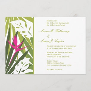 Tropical Wedding Invitation - Green and Pink