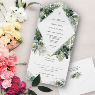 Tropical Wedding Invite, Destination wedding All In One Invitation