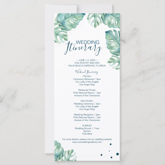 Tropical Wedding Itinerary (Front)