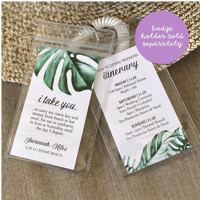 Tropical Wedding Itinerary Insert for Badge Holder (Creator Uploaded)