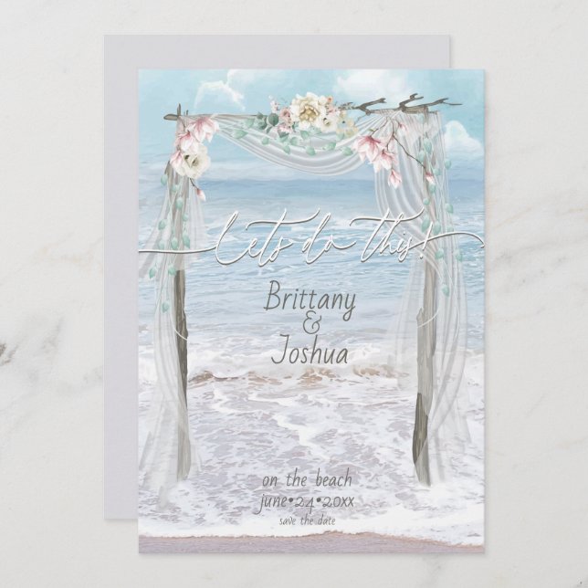 Tropical Wedding Lets Do This Beach Save the Date Invitation (Front/Back)