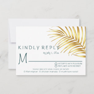 Tropical Wedding Luxury Meal Choice RSVP Card